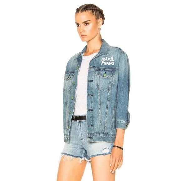 $470 SANDRINE ROSE  Trouble Maker  Girl Gang Denim Jacket Georgia ( S )